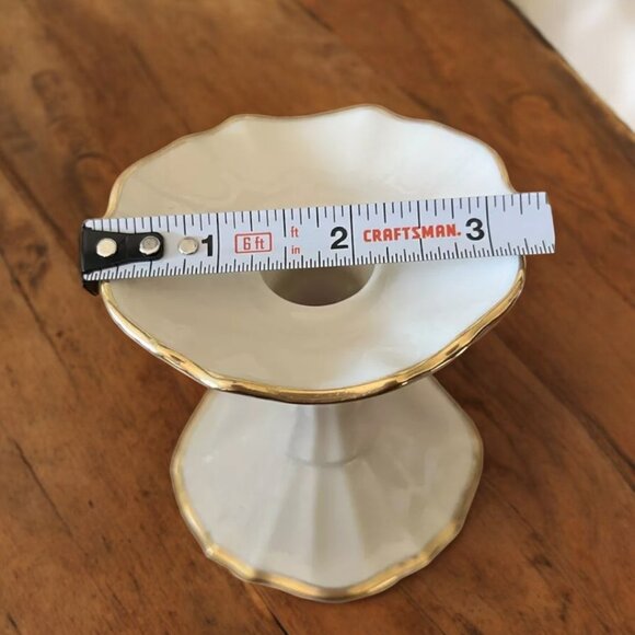 Set-2 Lenox Symphony Candle Holders Ivory China w/Gold Trim 1980's Made in USA - Picture 5 of 11